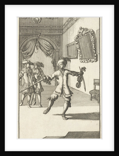 Mirandor and Belindor receives a visit from a man who performs dance steps by Pieter van Rijschooten