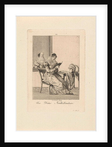 A reading woman in costume from North Holland, The Netherlands, Carl Cristiaan Fuchs by Hendrik Greeven