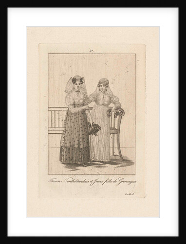 Two women in Frisian and Groningen costume, Carl Cristiaan Fuchs by Harmanus Langerveld