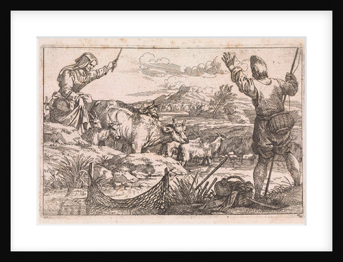 Fishing in river by Jan Baptist de Wael