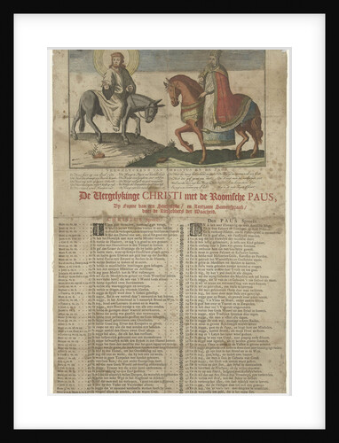 Christ on the donkey, the Pope on a horse by Jan van der Heyden II