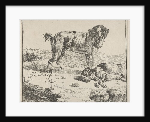 Standing and sleeping dog by Johan le Ducq