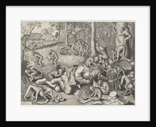 Marskramer robbed by monkeys by Joannes Galle