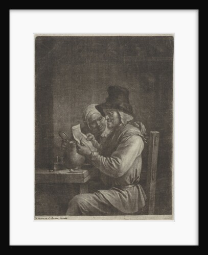 Man and woman reading a letter by Johannes Covens and Cornelis Mortier