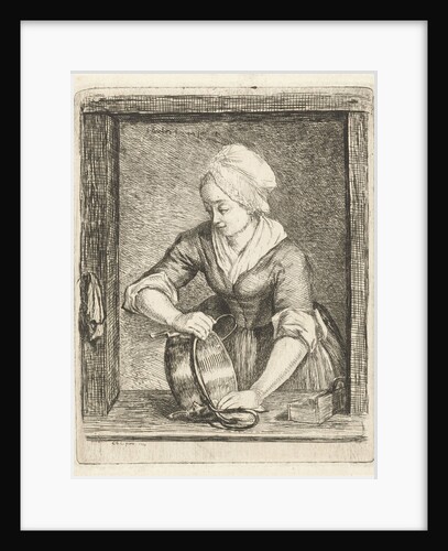 A woman polishing a kettle by Louis Bernard Coclers