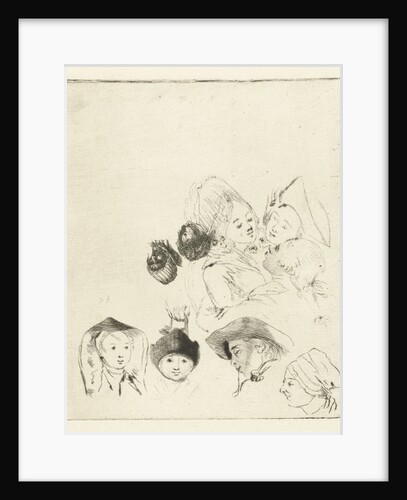 Study Sheet with nine heads by Louis Bernard Coclers