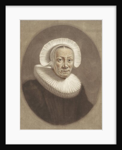 Portrait of an old woman with wide stiff pleated collar and cap diadem by Pieter Louw