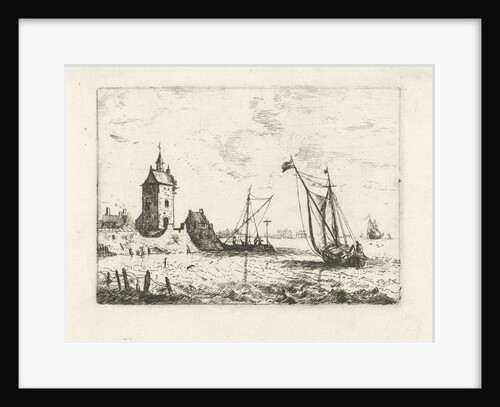 Harbour view with a watchtower by Bonaventura Peeters I