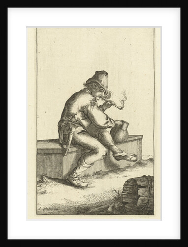 Farmer smokes pipe and holds a tankard by Anonymous