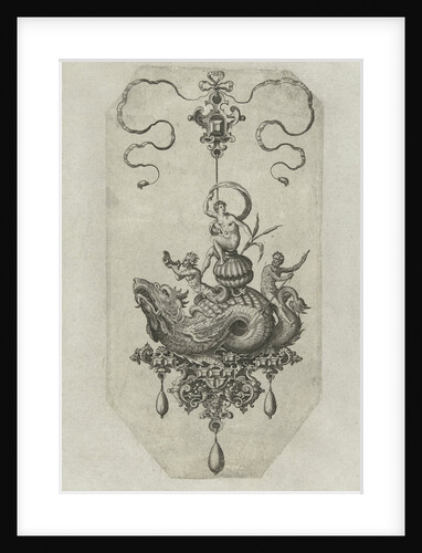 Pendant with dragon with a double shell on his back by Philips Galle