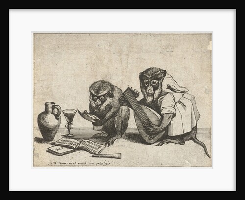 Two monkeys making music by Anonymous