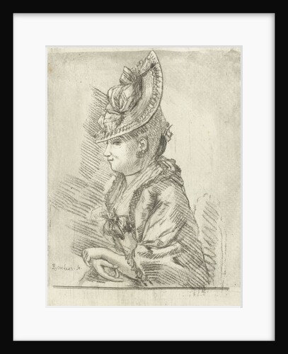 Portrait of a young lady with hat in profile by Louis Bernard Coclers