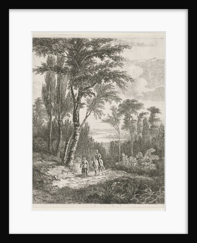 Horseman and woman on a forest path by Hermanus Jan Hendrik van Rijkelijkhuysen