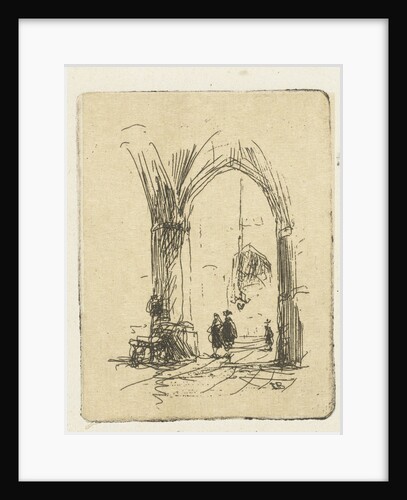 Church Interior with three figures by Johannes Bosboom