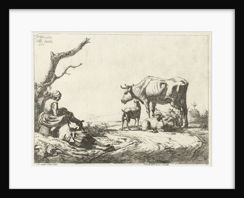 Shepherd and shepherdess with cattle by Adriaen van de Velde