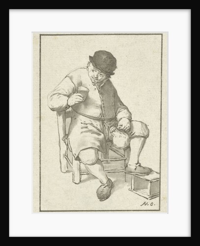 Seated farmer with pitcher by Cornelis Ploos van Amstel