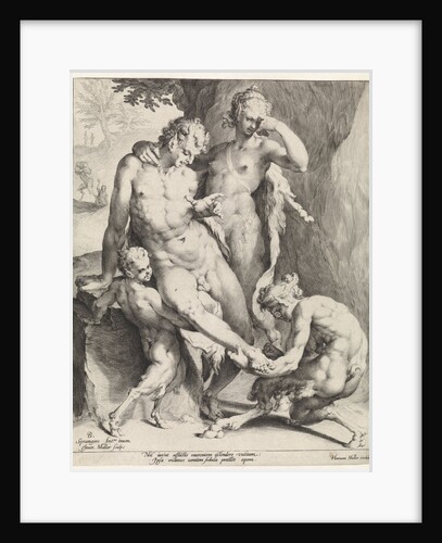 Oreaden removing a thorn from the foot of a satyr by Harmen Jansz Muller