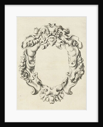 Cartouche with lobe ornament with garlands by Nicolaes Visscher I