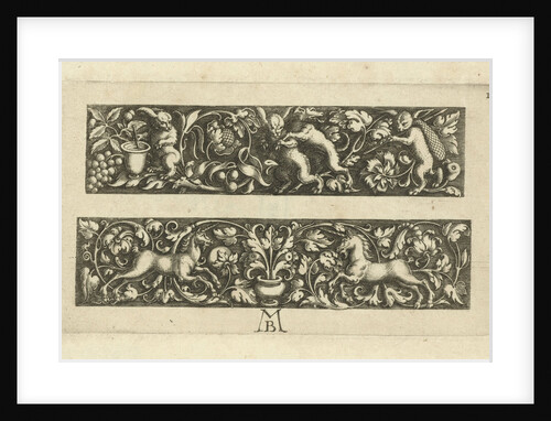 Two friezes, the top with three hares by Michael le Blon