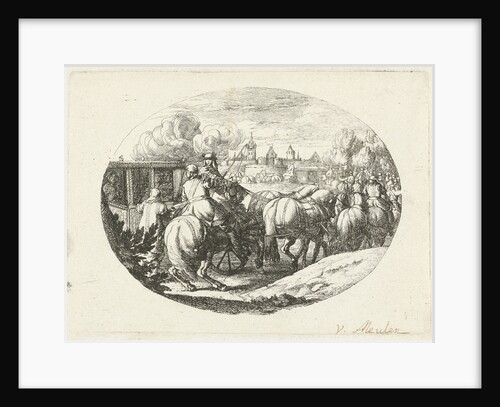 Army and carriages go to a city by Adam Frans van der Meulen