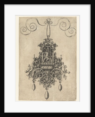 Hanger with armored seated deity by Philips Galle