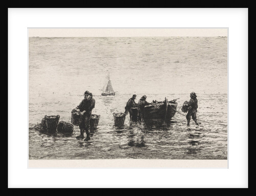 Fishermen catch an empty boat on the beach by Jan Vrolijk