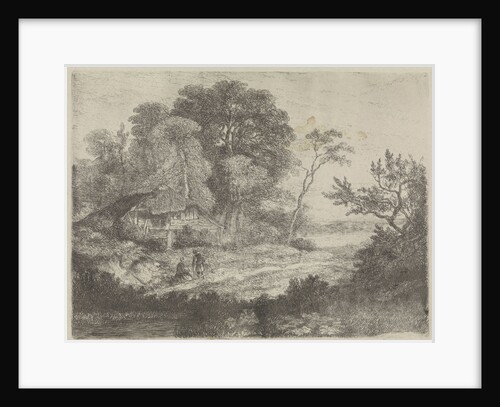 Man and woman in a wooden house by Hermanus Jan Hendrik van Rijkelijkhuysen