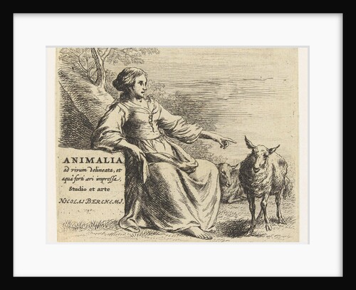 Incumbent shepherdess and two sheep by Nicolaes Pietersz. Berchem
