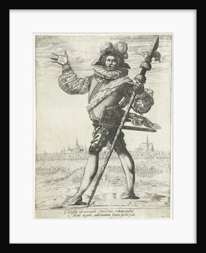 Army captain with lance before a besieged city by Bartholomew Willemsz. Dolendo