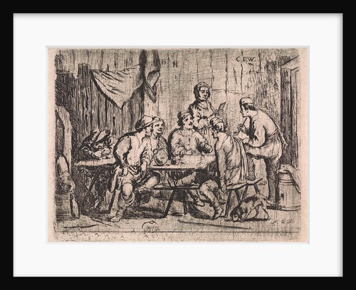 Six farmers and innkeeper in inn by Cornelis de Wael