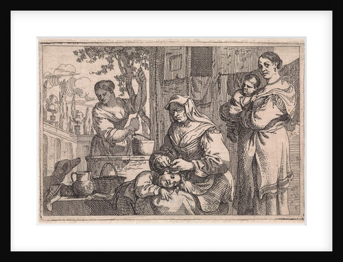 Old woman delouses a child by Jan Baptist de Wael