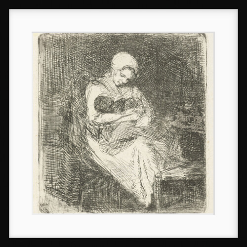 Woman sitting with a child in her arms by Bernardus Johannes Blommers