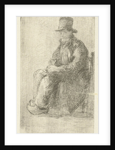 Seated man with hat and clogs by Bernardus Johannes Blommers