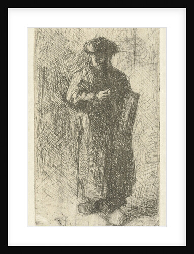 Artist on clogs with art folder under his arm by Bernardus Johannes Blommers