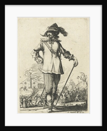 Standing officer with walking stick by Pieter Jansz. Quast