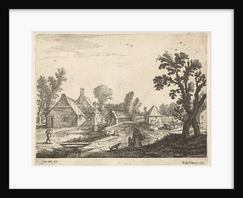 Village with woman and child in the village street by Reinier and Josua Ottens