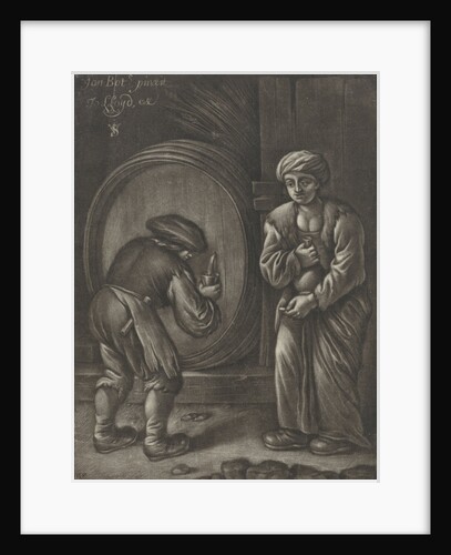 Two figures and a wine barrel by Jo. Lloyd