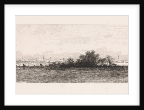 Cityscape with meadows in the foreground by Elias Stark