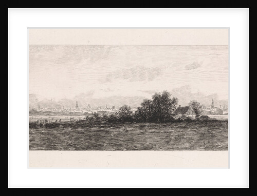 Cityscape with meadows in the foreground by Elias Stark