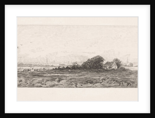 Cityscape with meadows in the foreground by Elias Stark