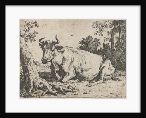 Lying cow near a tree by Paulus Potter