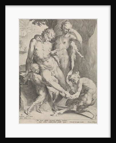 Oreaden removing a thorn from the foot of a satyr by Harmen Jansz Muller