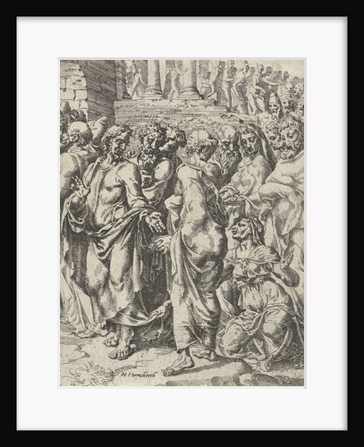 Healing of a woman suffering from hemorrhages by Dirck Volckertsz Coornhert