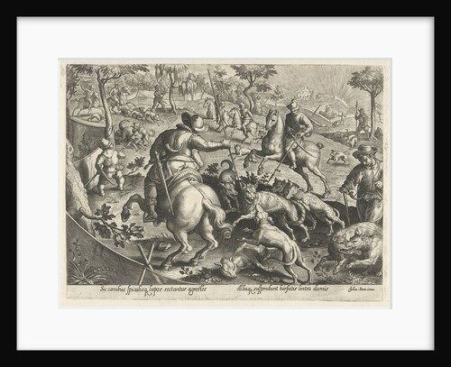 Wolf hunting with spears by Philips Galle