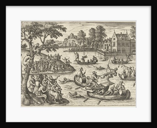 Joust on the water by Philips Galle