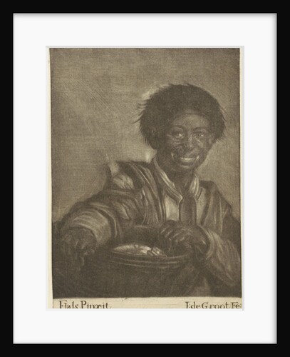 Smiling boy with a bucket of fish by Jan de Groot