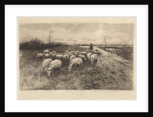 Shepherd with flock of sheep by Elias Stark