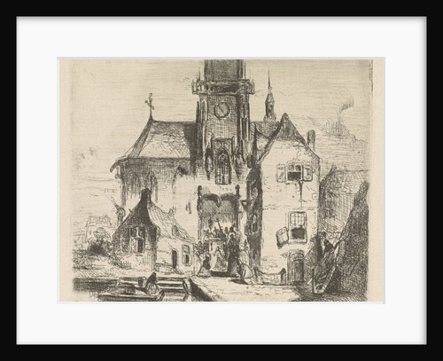 Procession in the doorway of a church by Petrus Marius Molijn