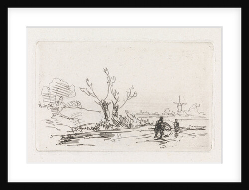Skaters with willows by Johannes Franciscus Hoppenbrouwers