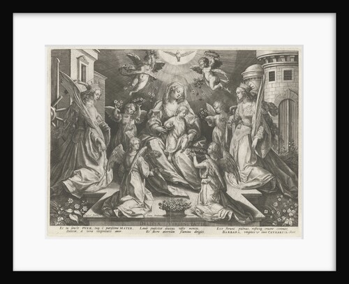 Veneration of Mary with the Christ Child with St. Catherine of Alexandria and Barbara H by Raphaël Sadeler I
